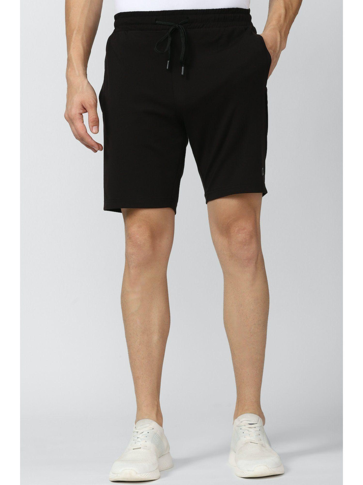 men black solid athletic fit casual shorts