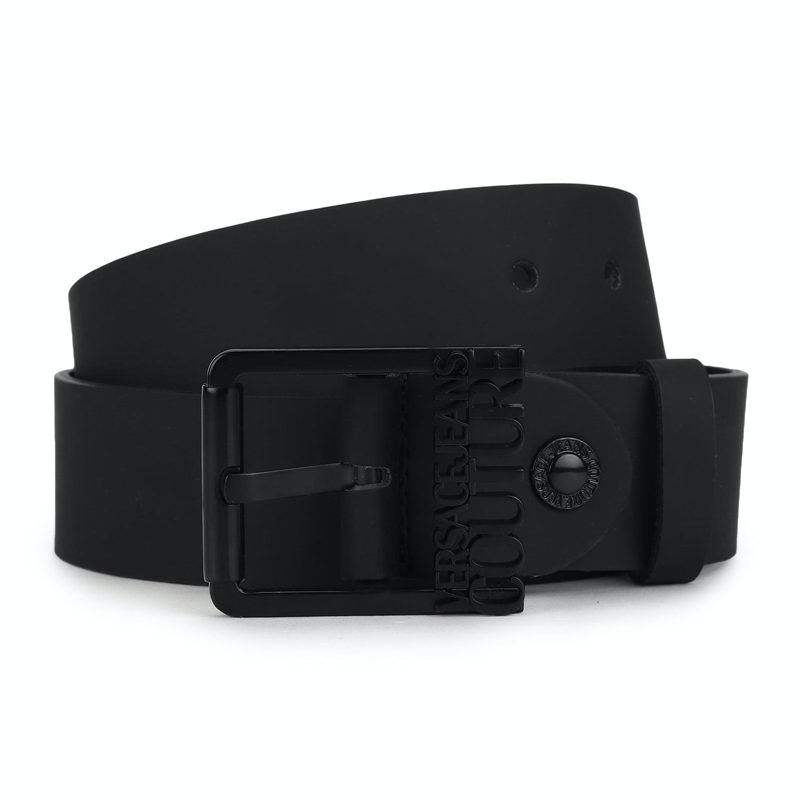 men black solid brand-name pin buckle leather belt