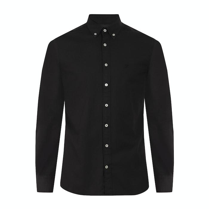 men black solid button-down shirt