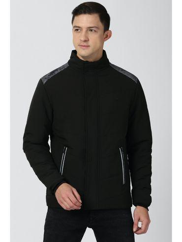 men black solid casual jacket