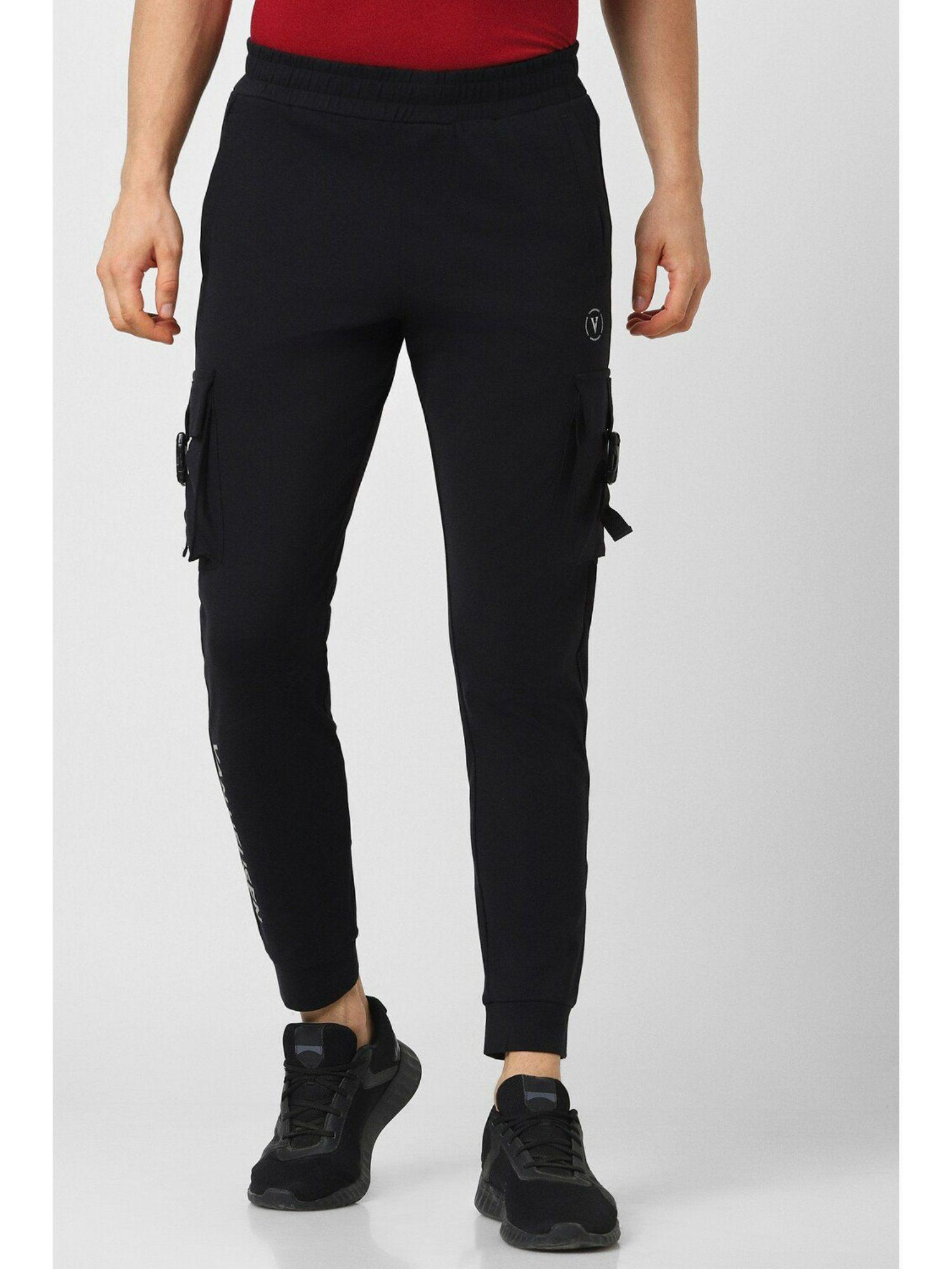 men black solid casual jogger pants