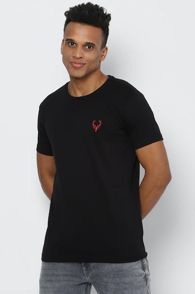men black solid crew neck t-shirt