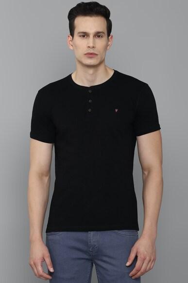 men black solid crew neck t-shirt