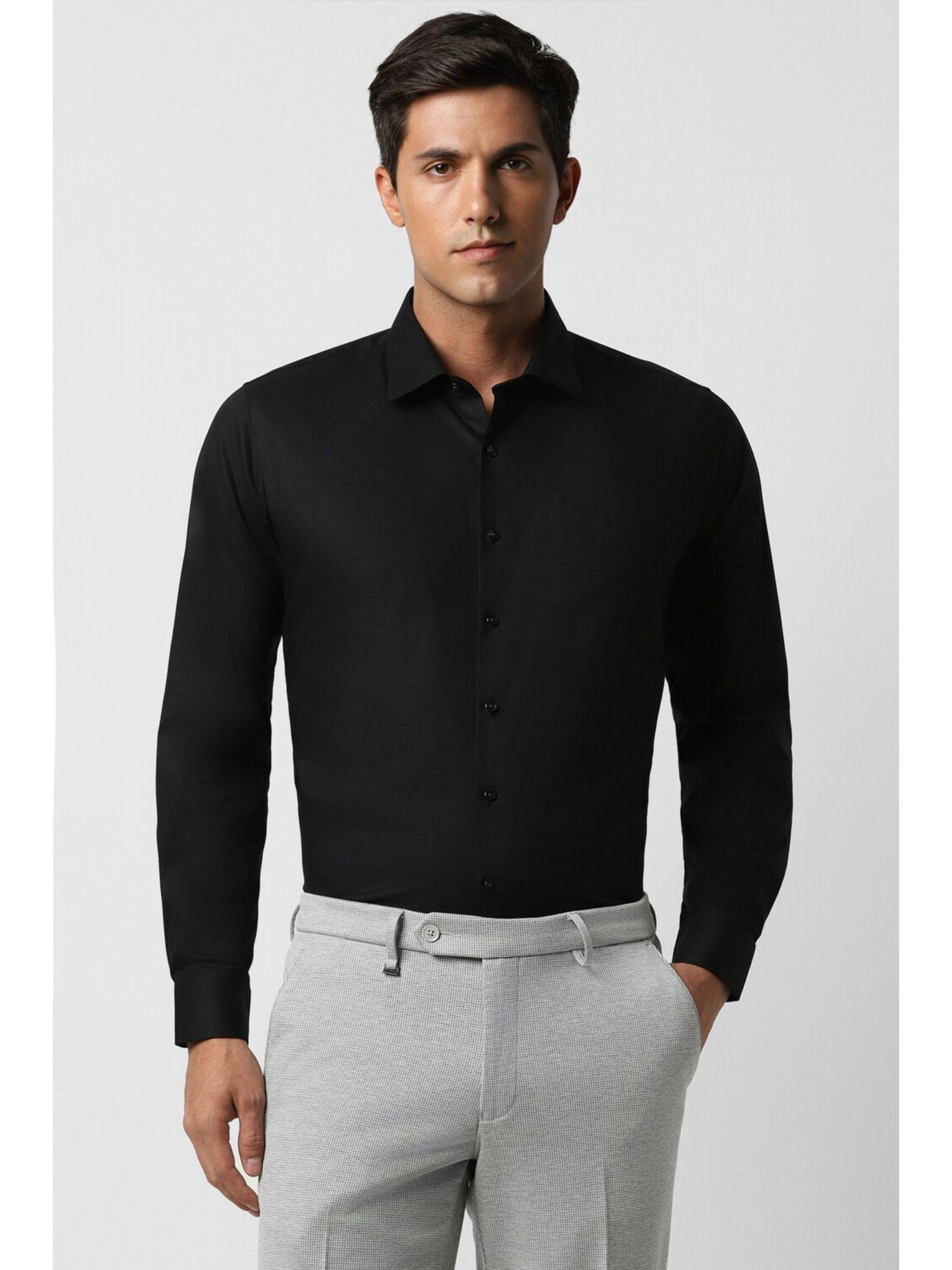 men black solid full sleeves formal shirt