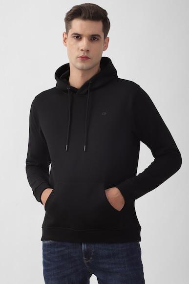 men black solid hooded neck sweatshirt