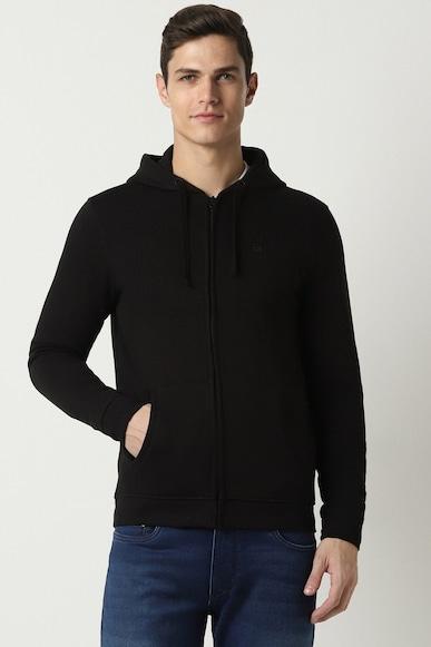 men black solid hooded neck sweatshirt