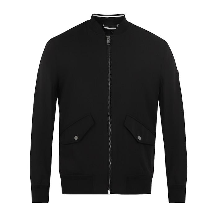 men black solid nylon bomber jacket