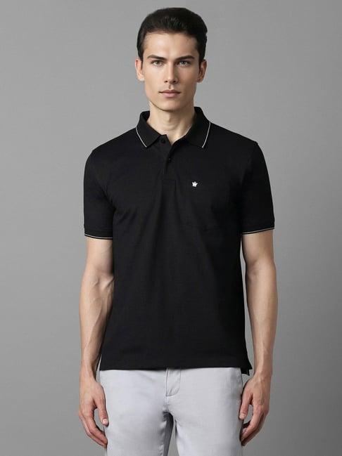 men black solid polo neck t-shirt