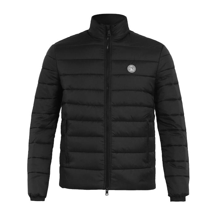 men black solid puffer jacket