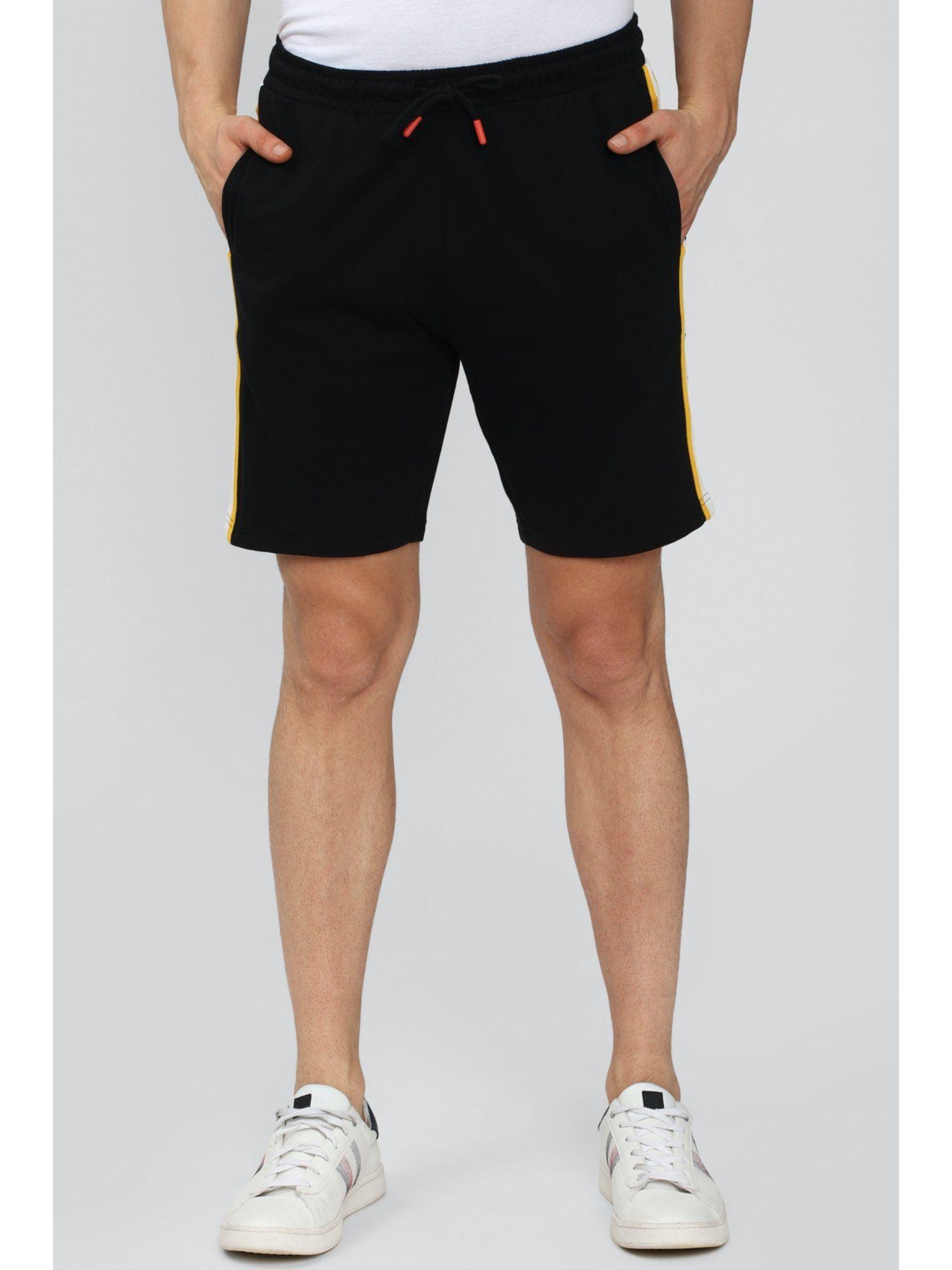 men black solid regular fit casual shorts