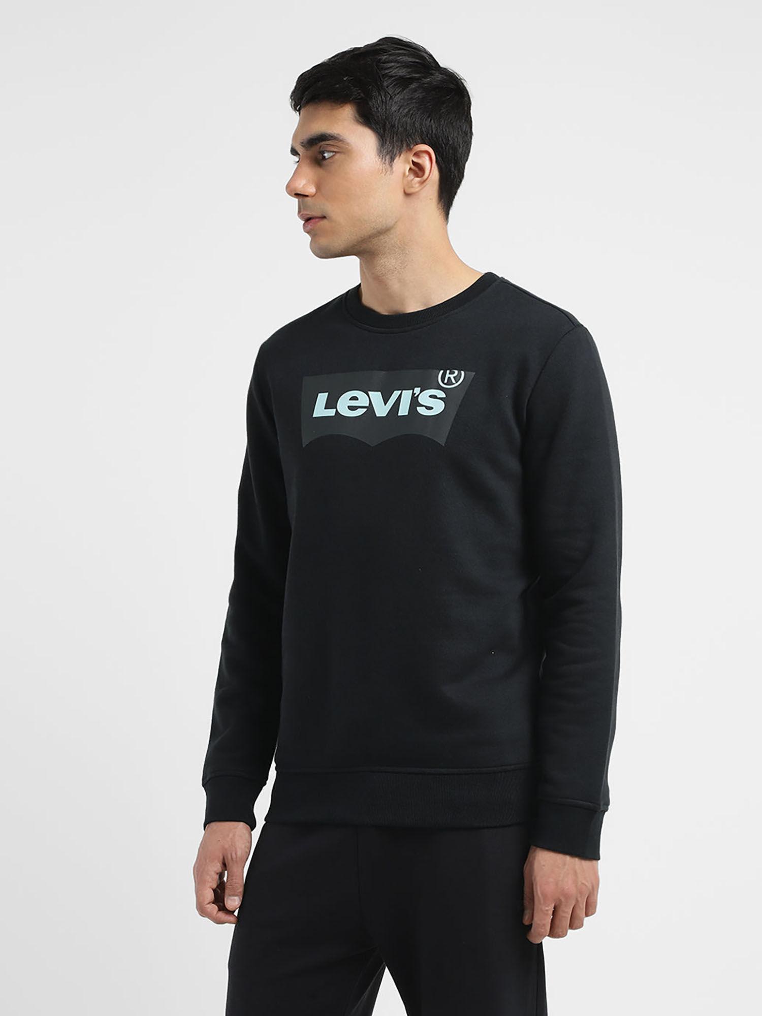 men black solid regular fit sweatshirt