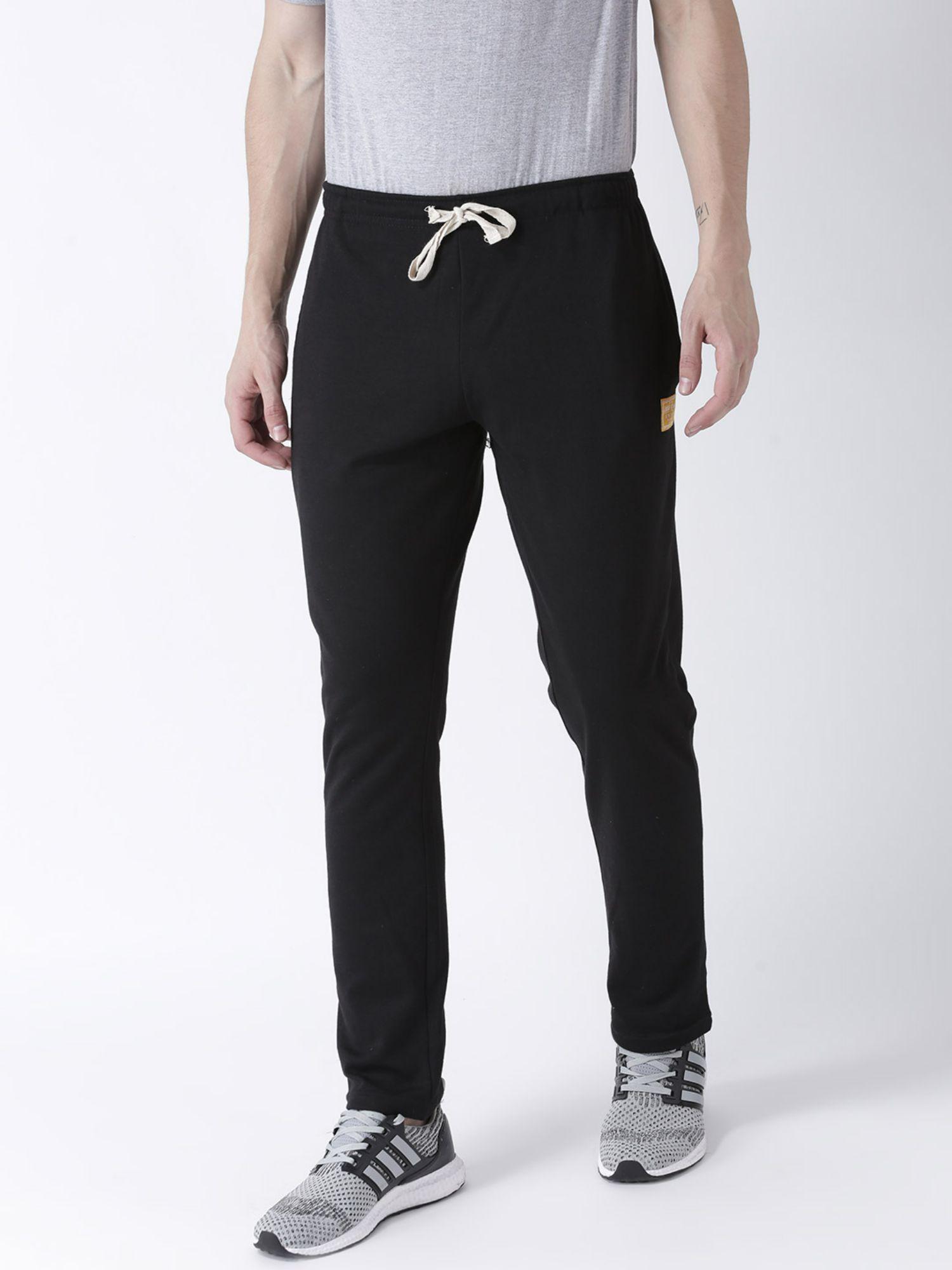 men black solid regular fit track pant