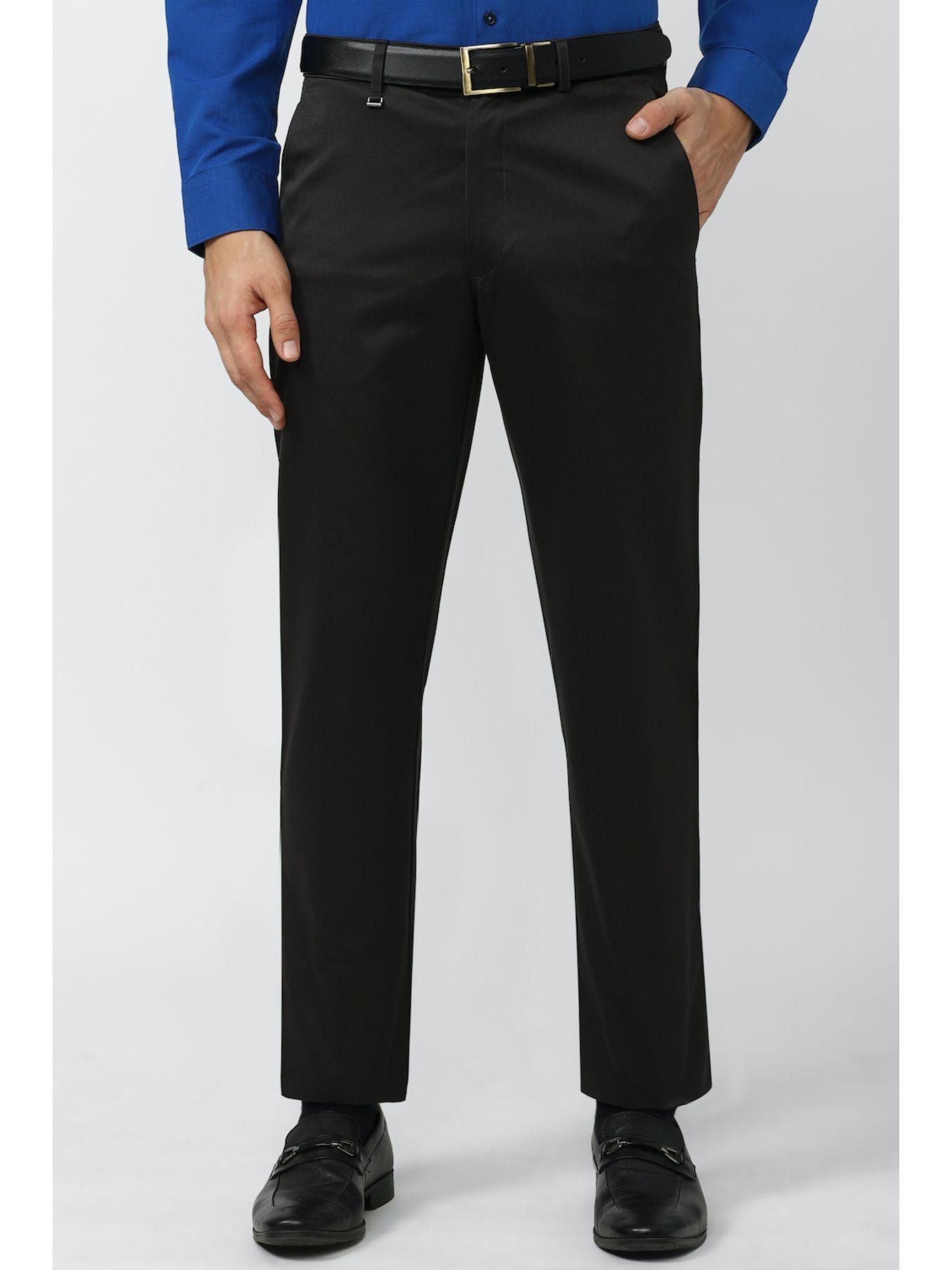 men black solid regular fit trouser