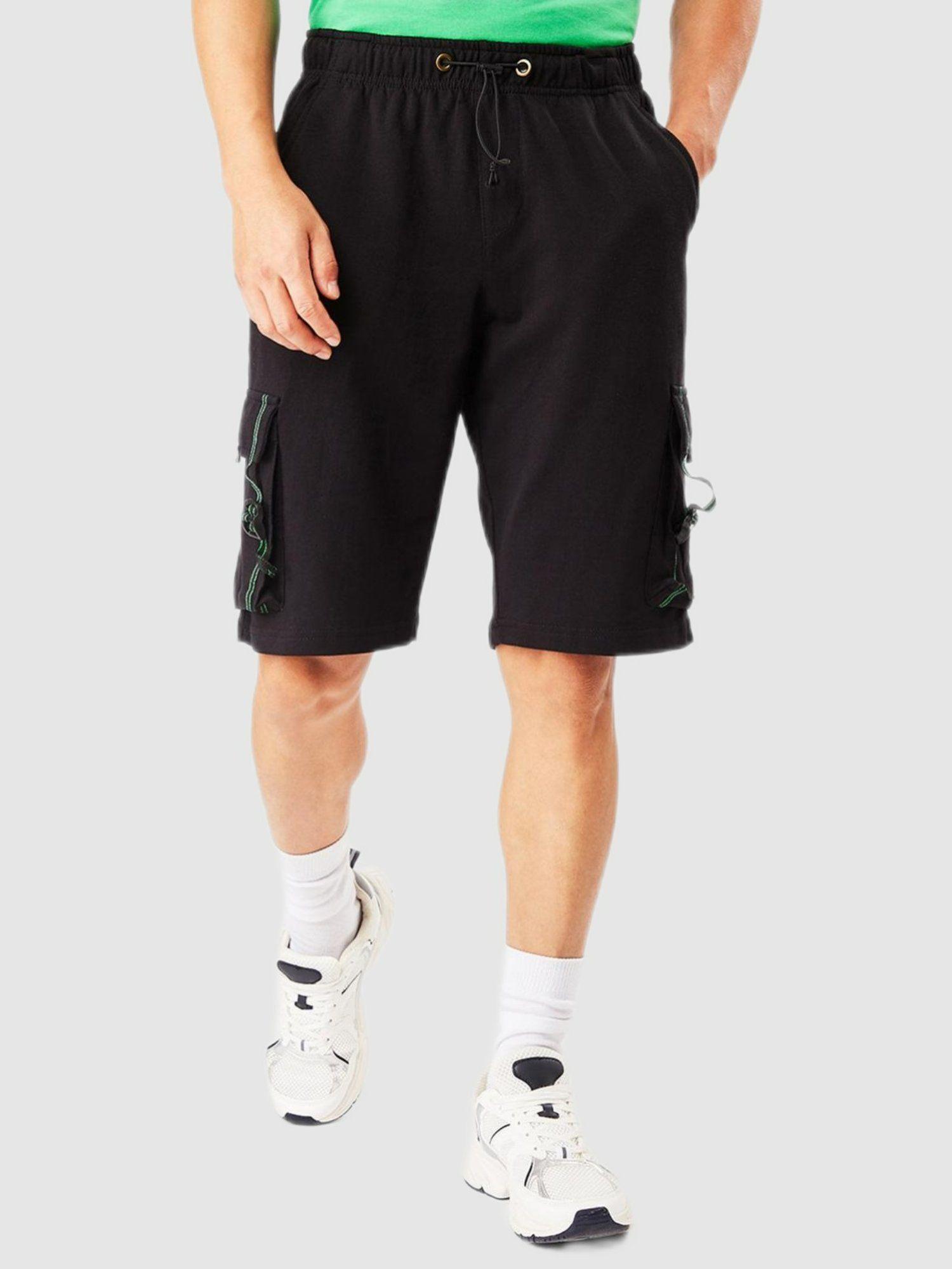 men black solid shorts