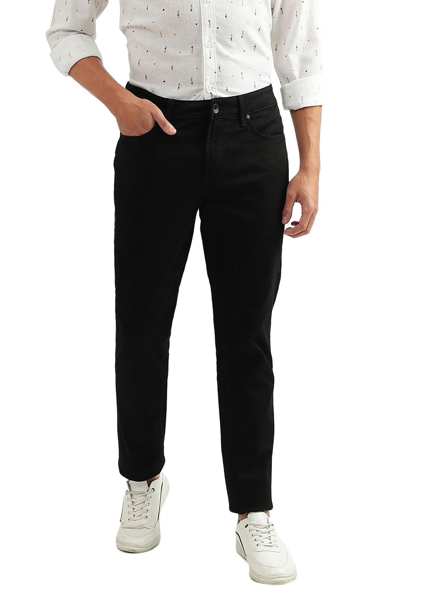 men black solid skinny fit jeans