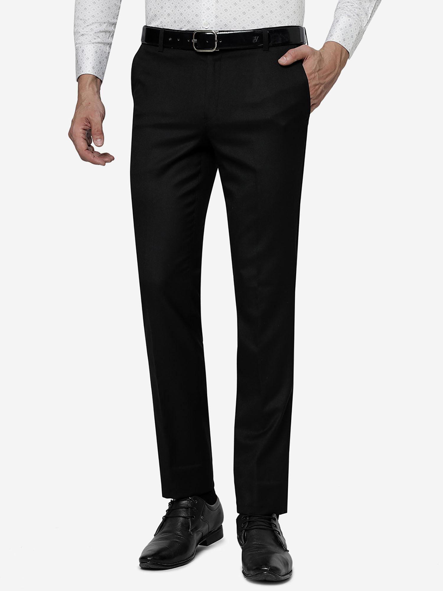 men black solid slim fit formal trouser