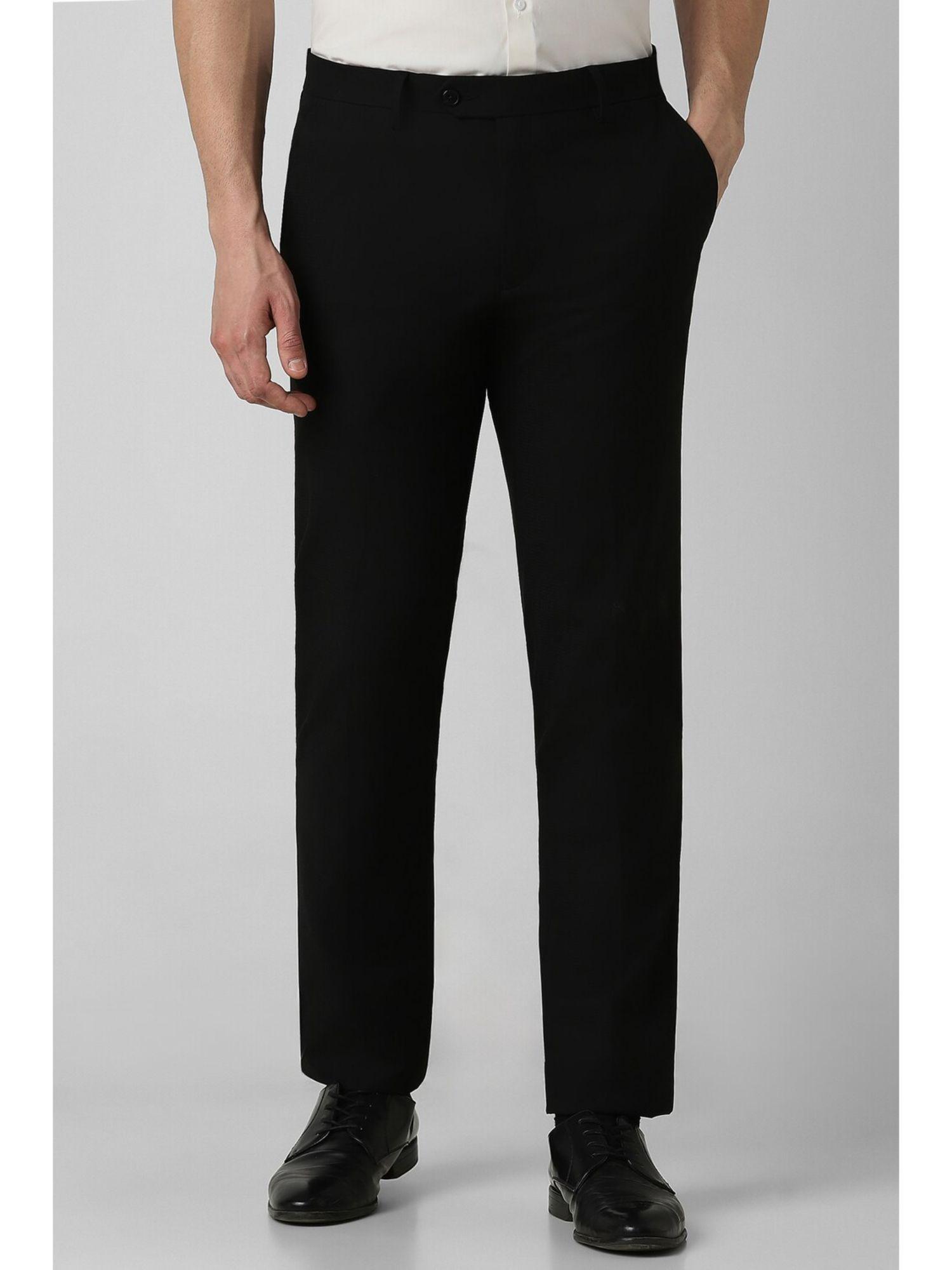 men black solid slim fit formal trouser