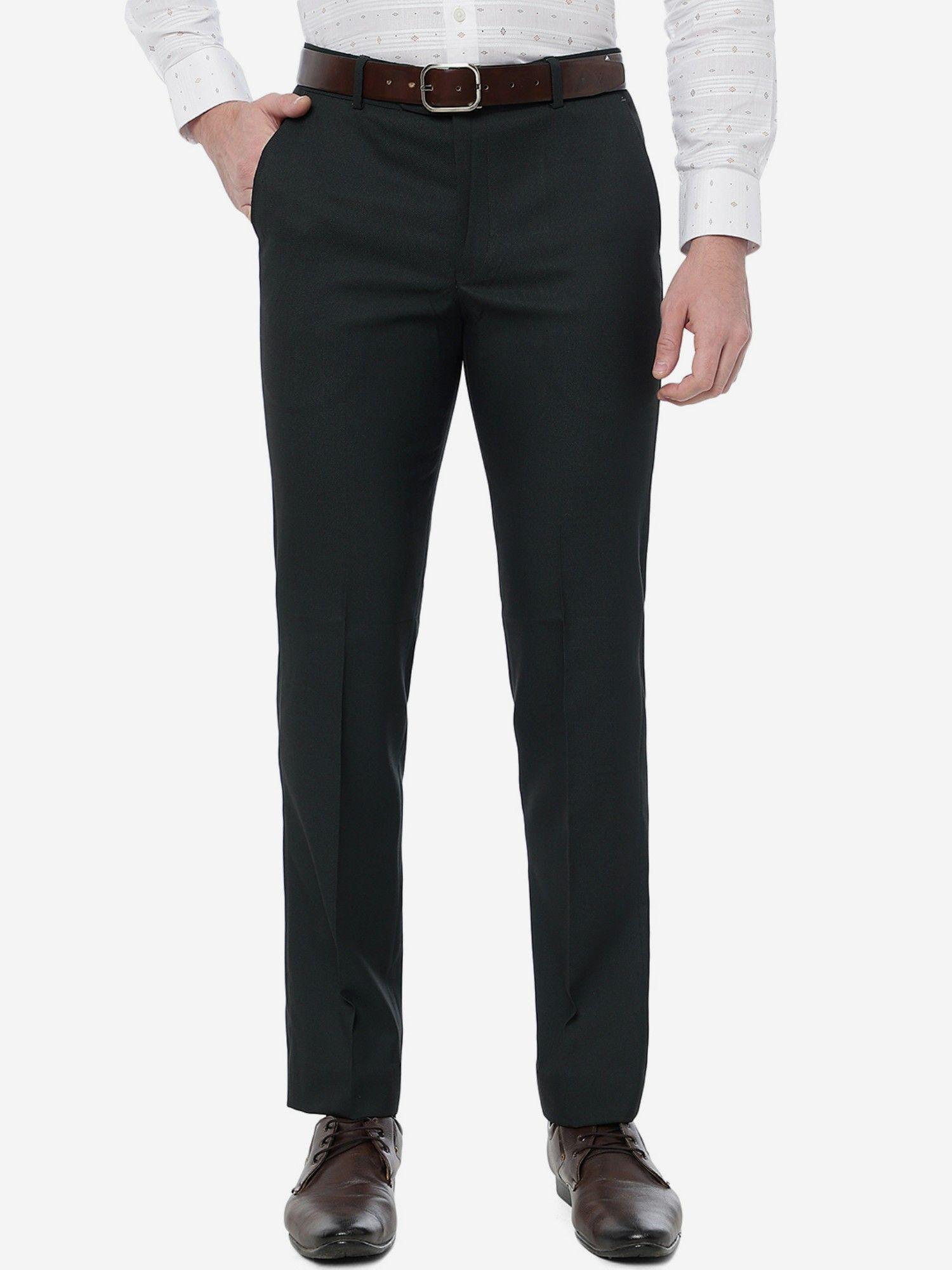 men black solid slim fit formal trouser