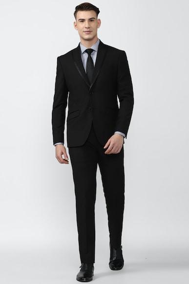 men black solid slim fit formal two piece suit