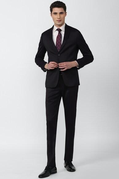 men black solid slim fit formal two piece suit