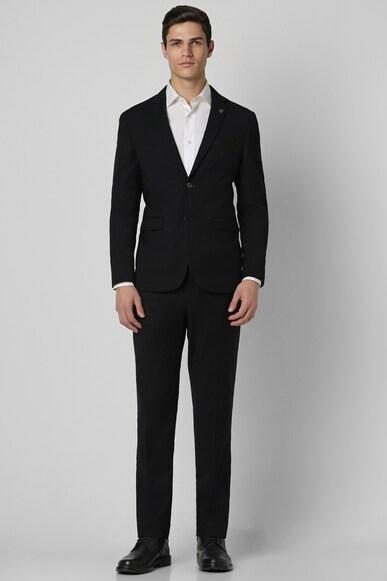 men black solid slim fit formal two piece suit