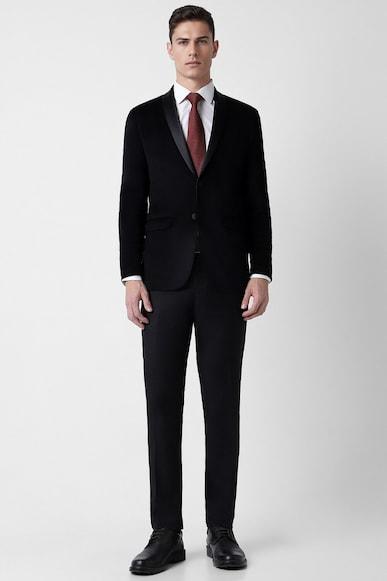 men black solid slim fit party two piece suit