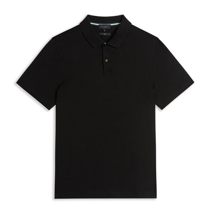 men black solid slim-fit polo