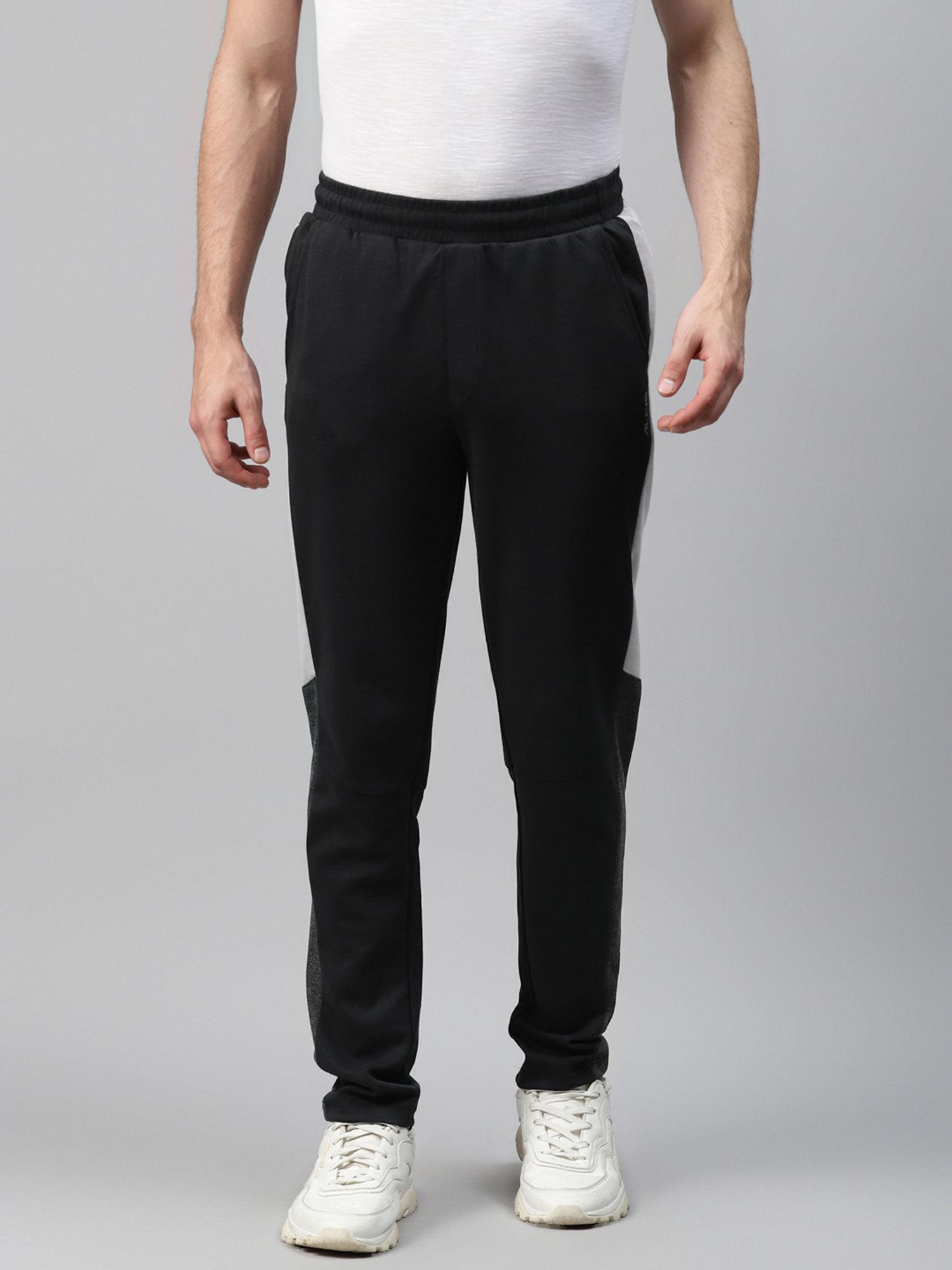 men black solid slim fit pure cotton training joggers