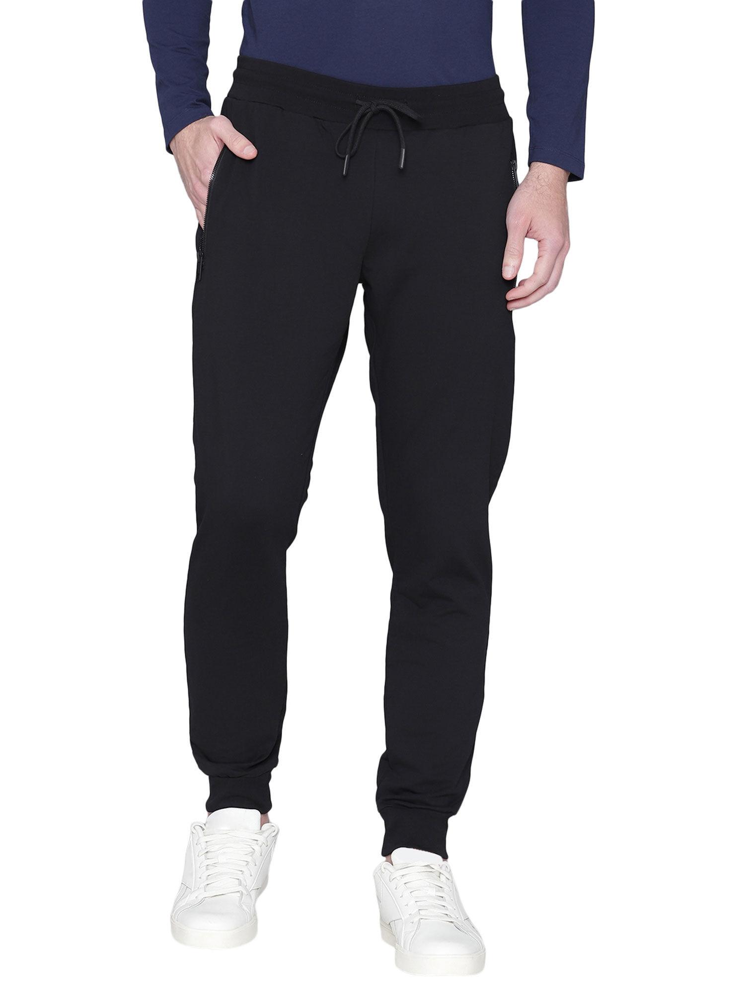 men black solid slim fit sweatpants