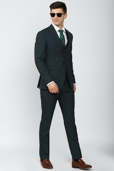 men black solid slim fit wedding three piece suit