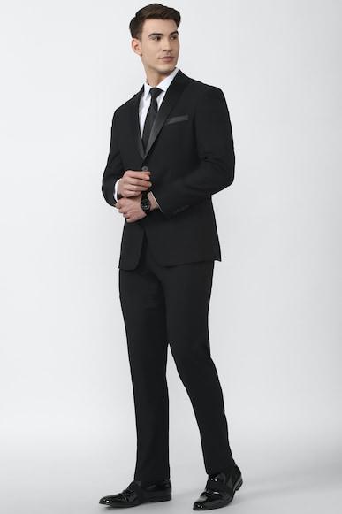 men black solid slim fit wedding two piece suit