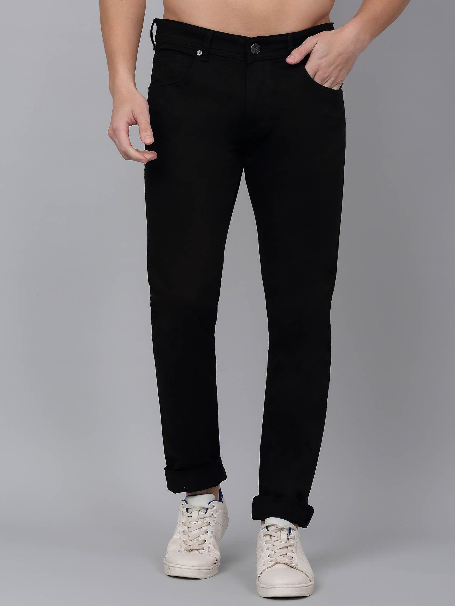 men black solid stretchable jeans