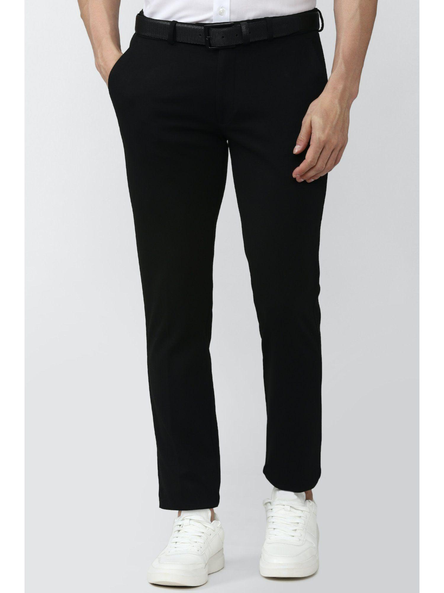 men black solid super slim fit casual trousers