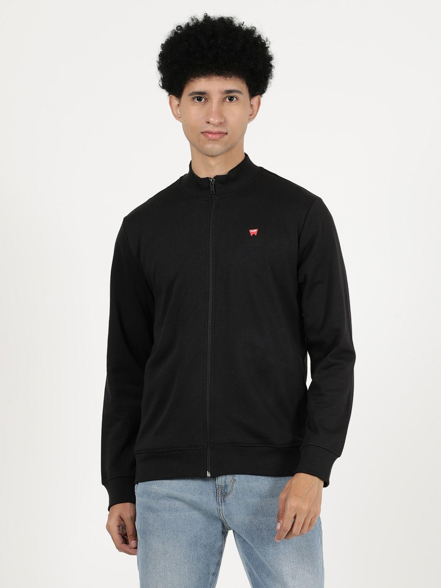 men black solid sweatshirt (regular)