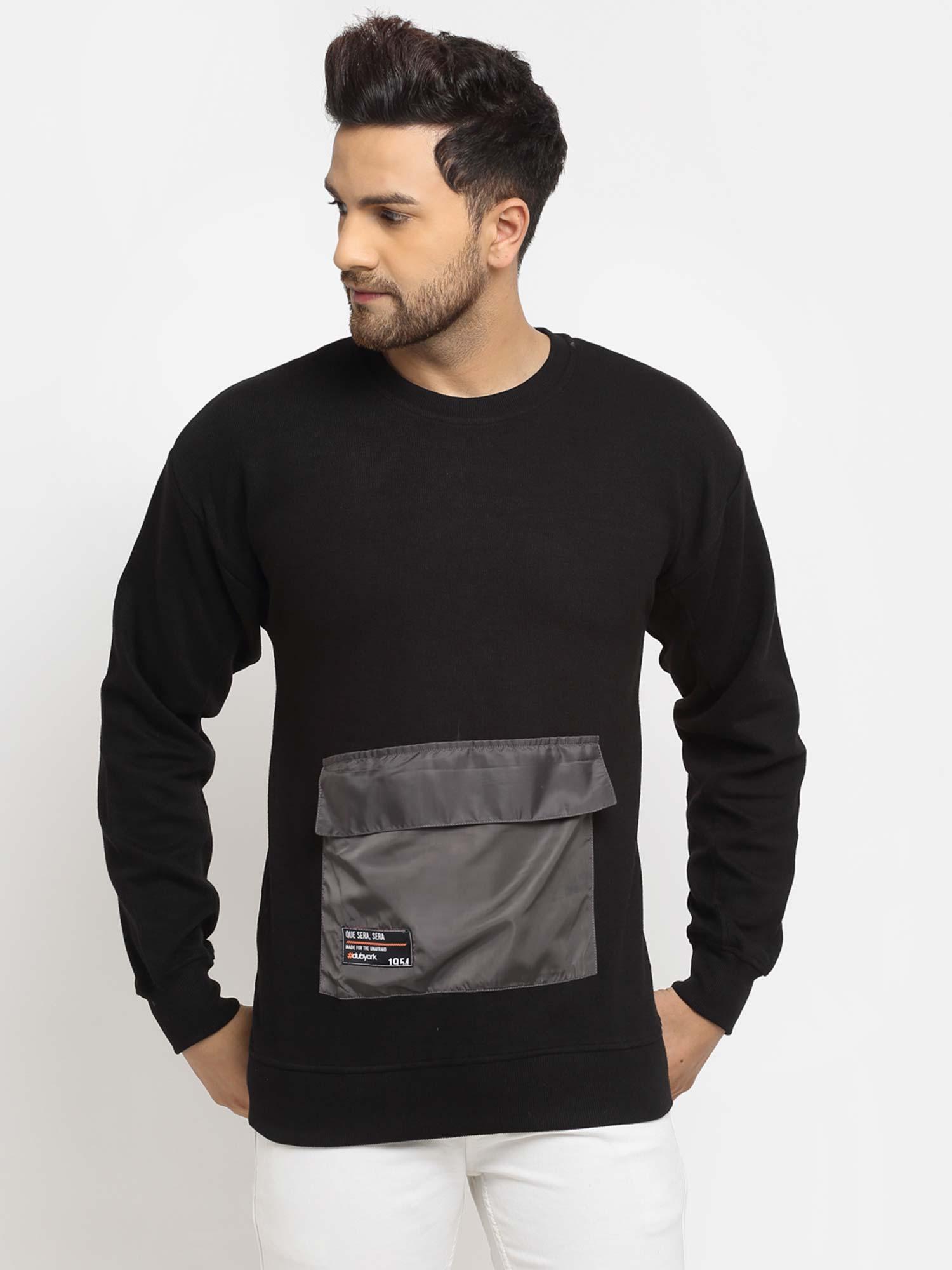 men black solid sweatshirt