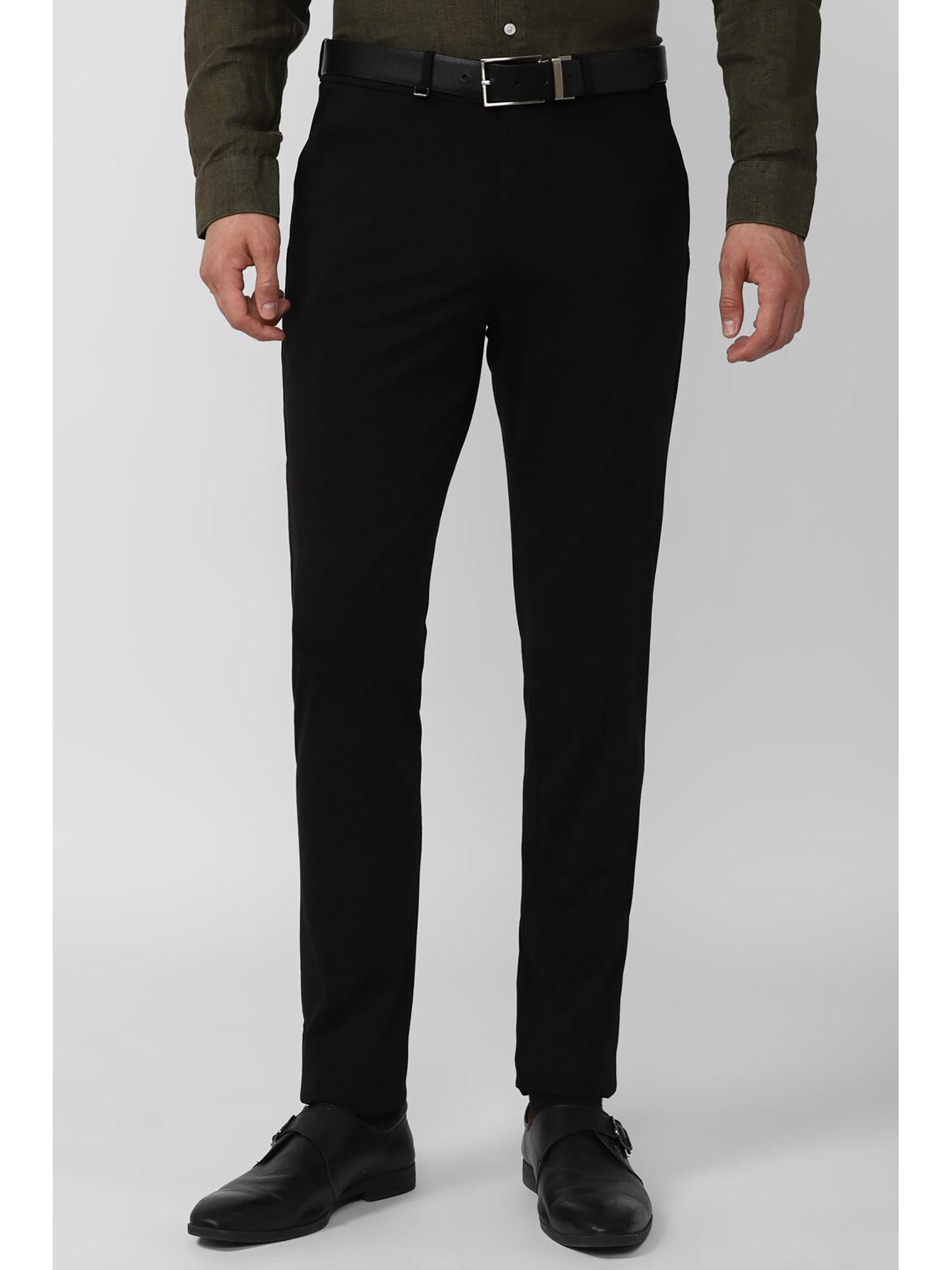 men black solid ultra slim fit trousers