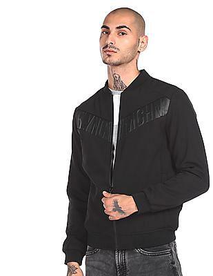 men black stand collar long sleeves jacket