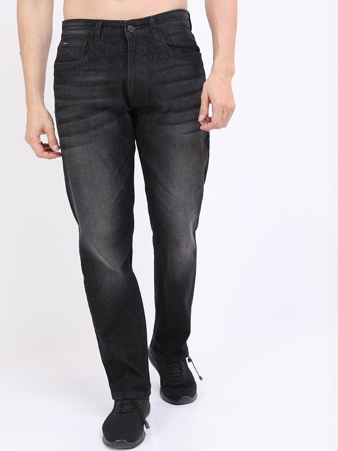men black straight fit clean look light fade cotton stretchable jeans