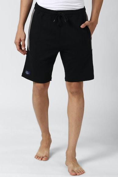 men black stripe regular fit casual shorts