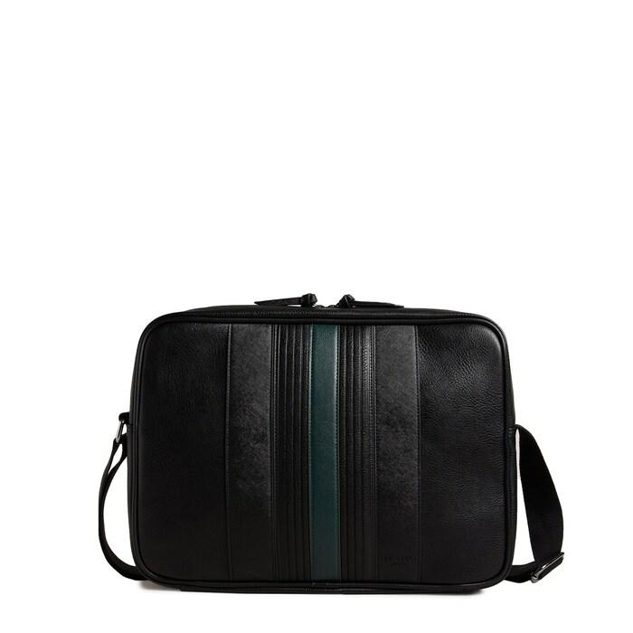 men black striped faux leather crossbody bag