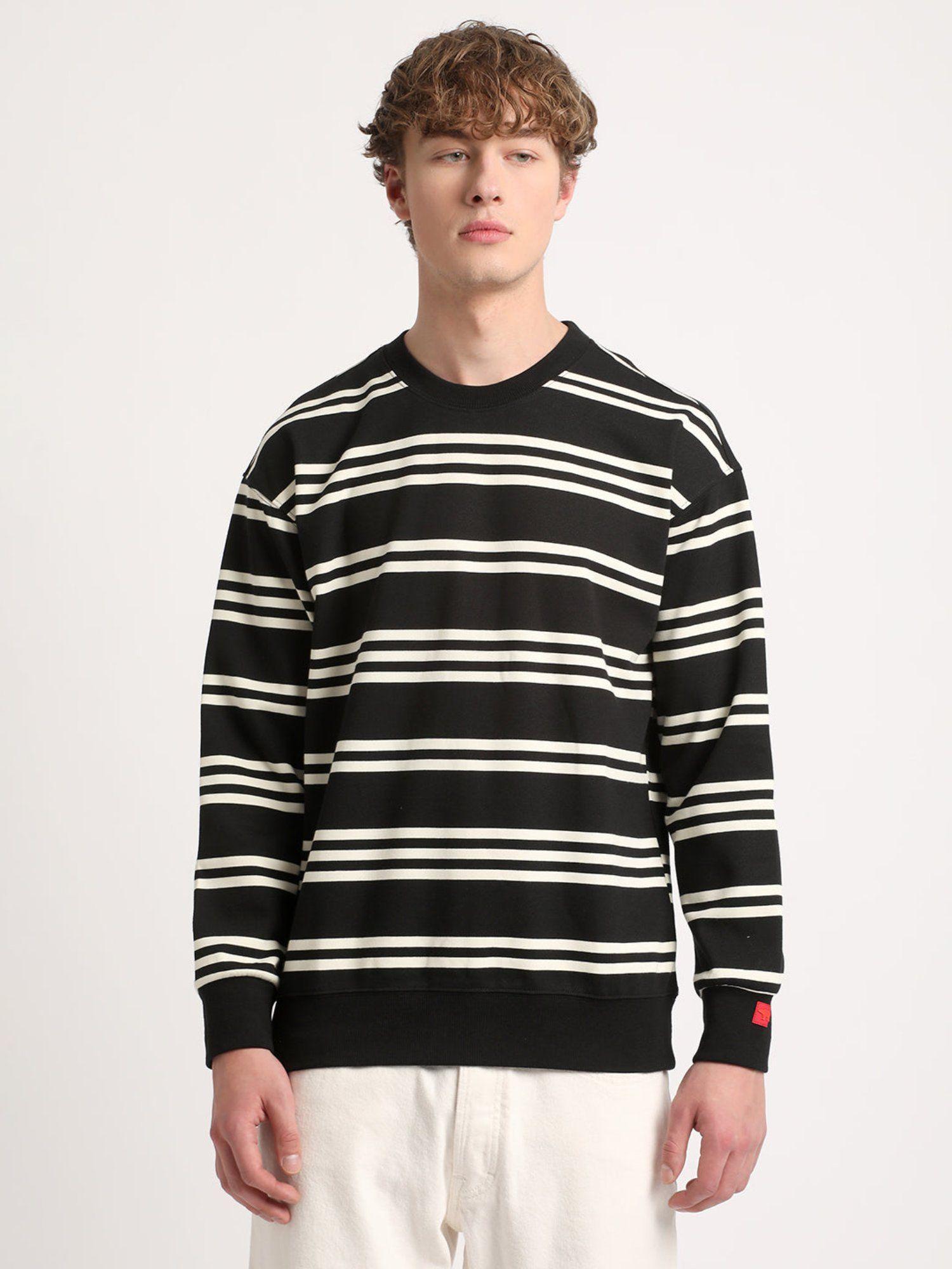 men black striped relaxed fit sweatshirt