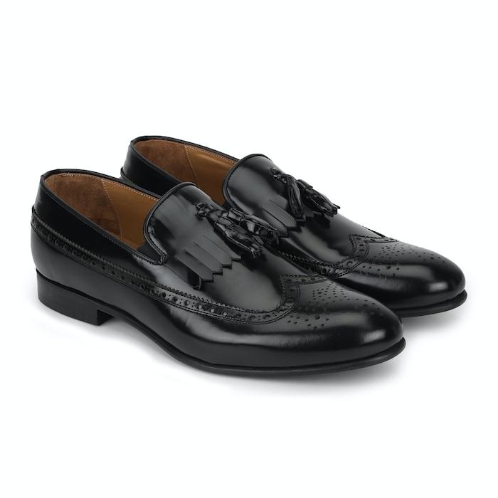 men black tassels leather loafers