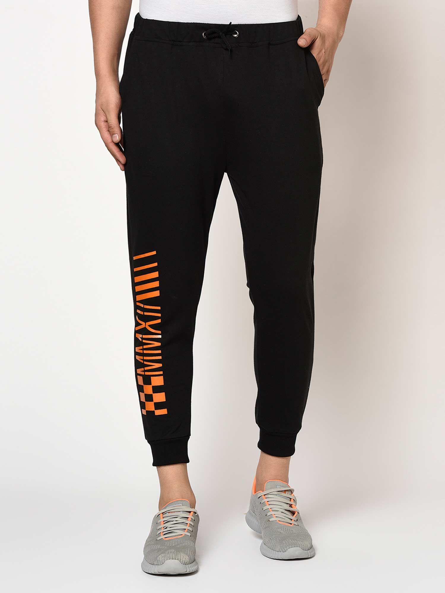 men black terry with jump placement printed jogger