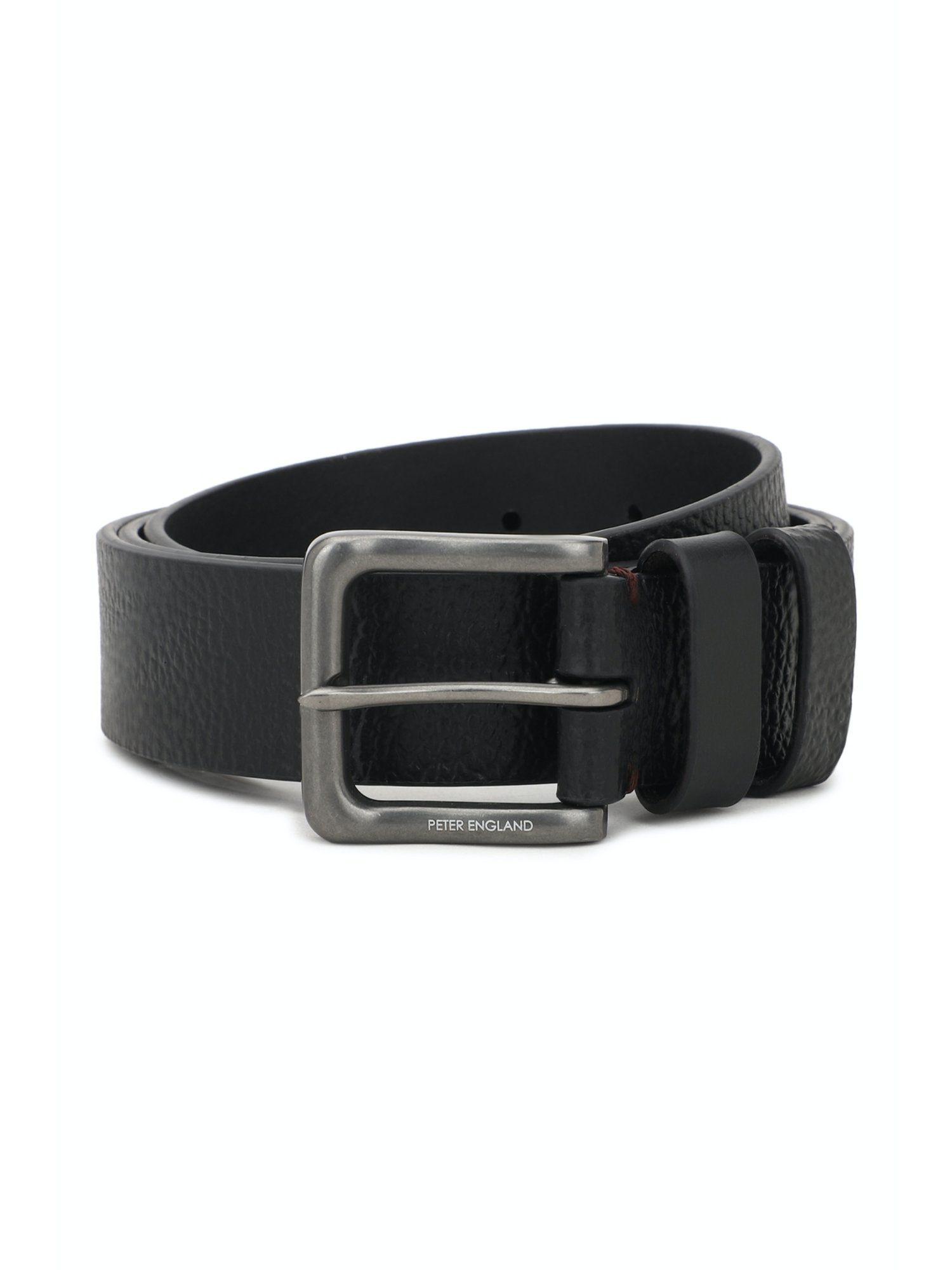 men black textured leather belt