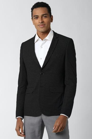 men black textured slim fit formal blazer