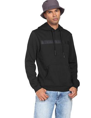 men black tonal print hooded sweatshirt