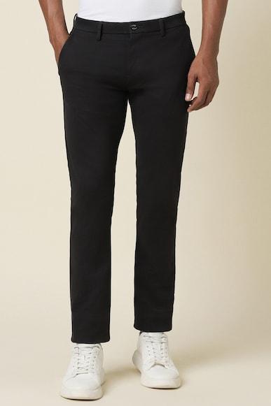 men black ultra slim fit solid casual trousers