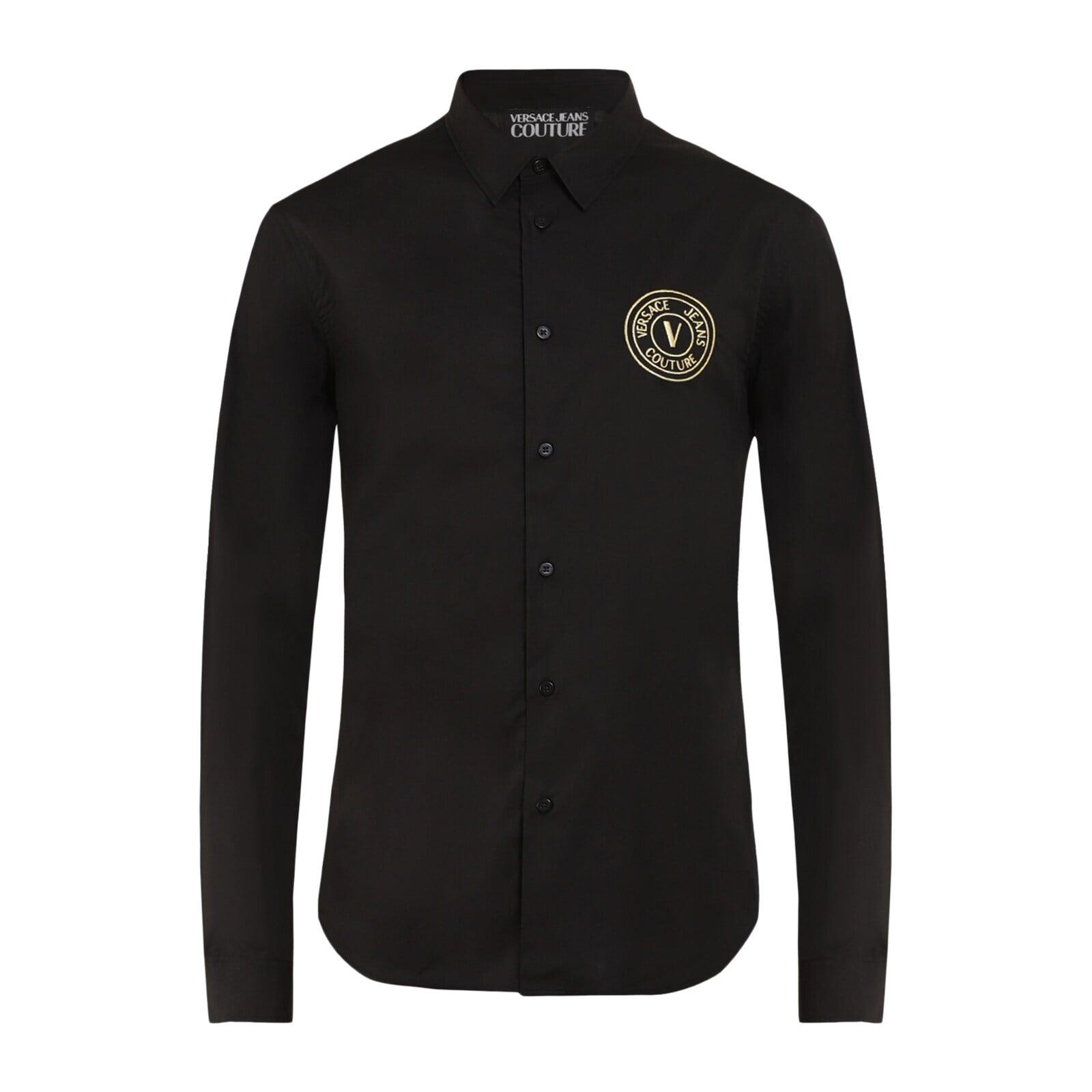 men black vjc chest gold embroidered emblem shirt