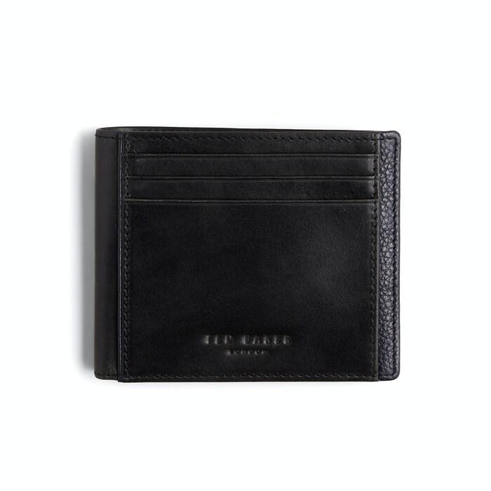 men black waxy leather bifold wallet