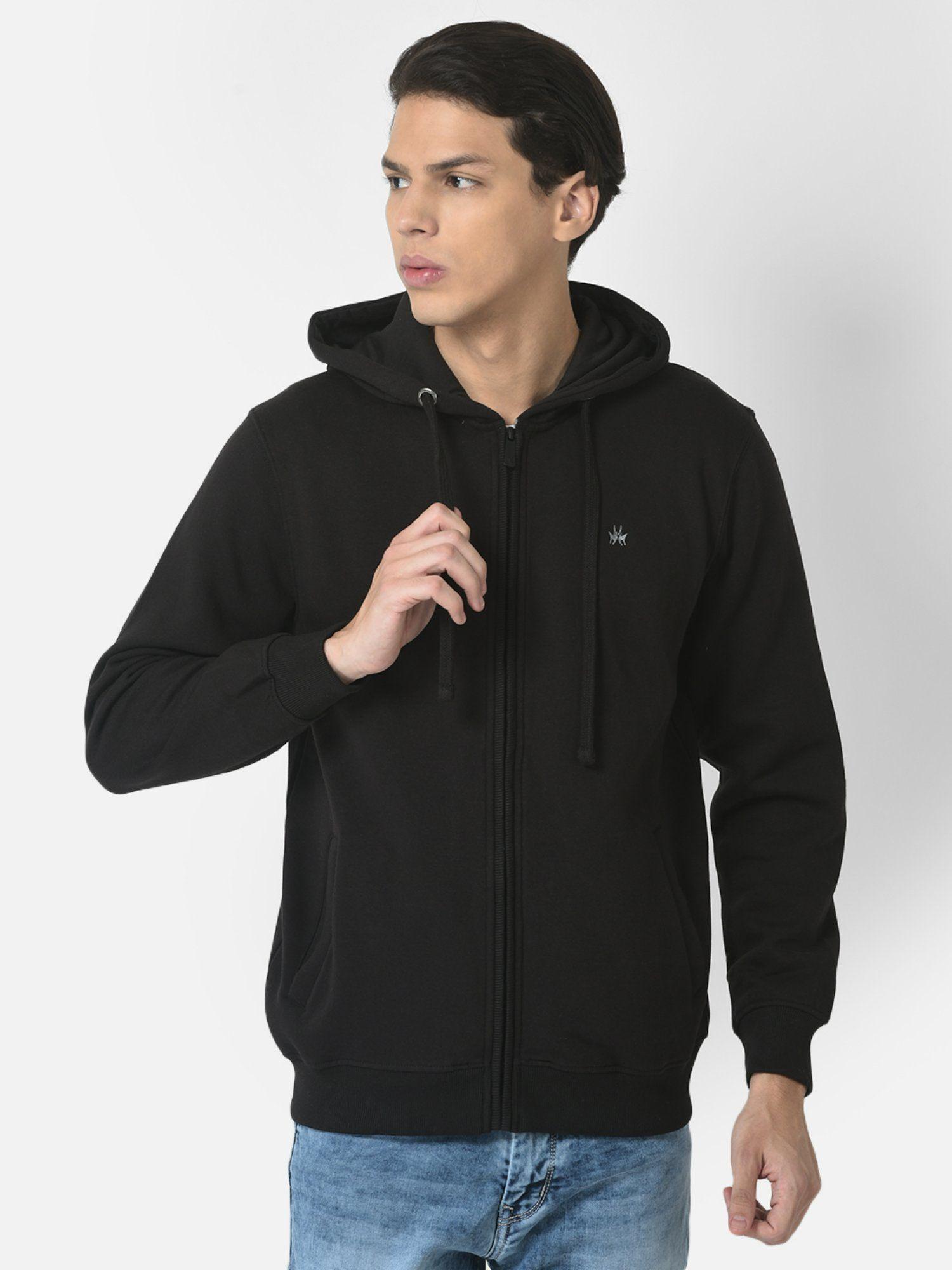 men black zipper sweatshirt with hoodie